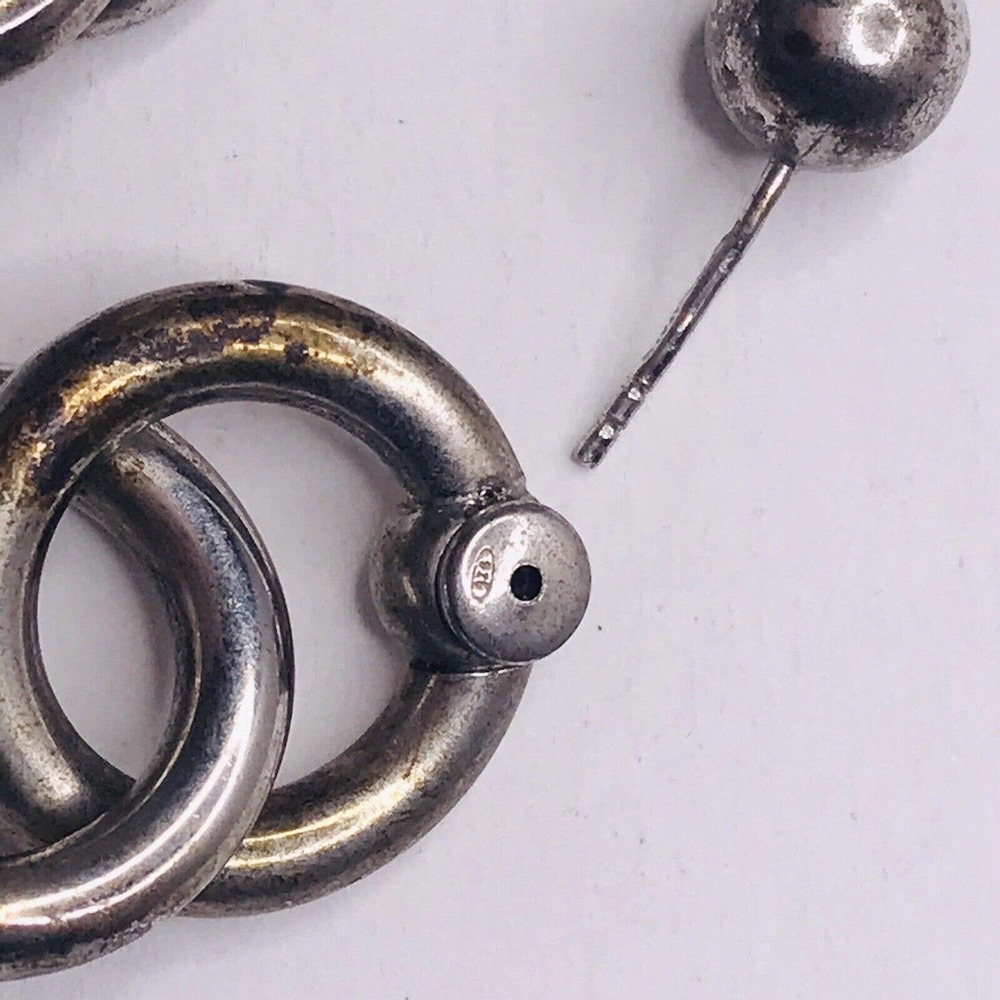 Sterling Silver Double Ring Loop Backs Ball Post … - image 3